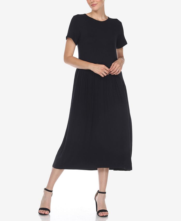 White Mark Women's Short Sleeve Asymmetrical Waist Maxi Dress - Macy's