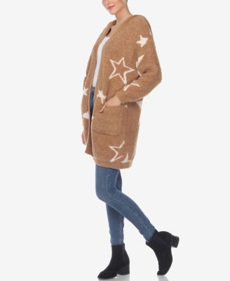 Women's Hooded Open Front Sherpa Cardigan