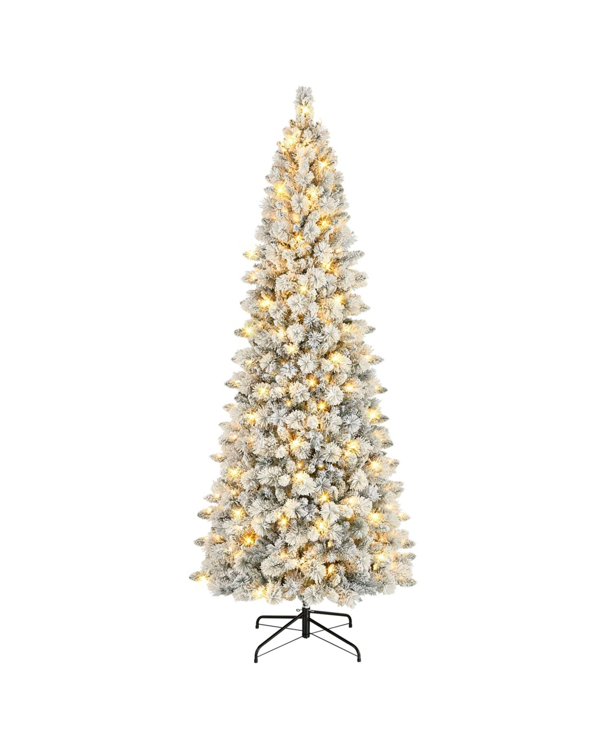 Puleo 9' Pre-lit Flocked Alberta Spruce Tree With 450 Warm White Led Lights, 1382 Tips In Green