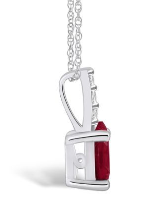 Garnet (1-1/10 Ct. T.W.) and Diamond Accent Pendant Necklace in 14K White Gold