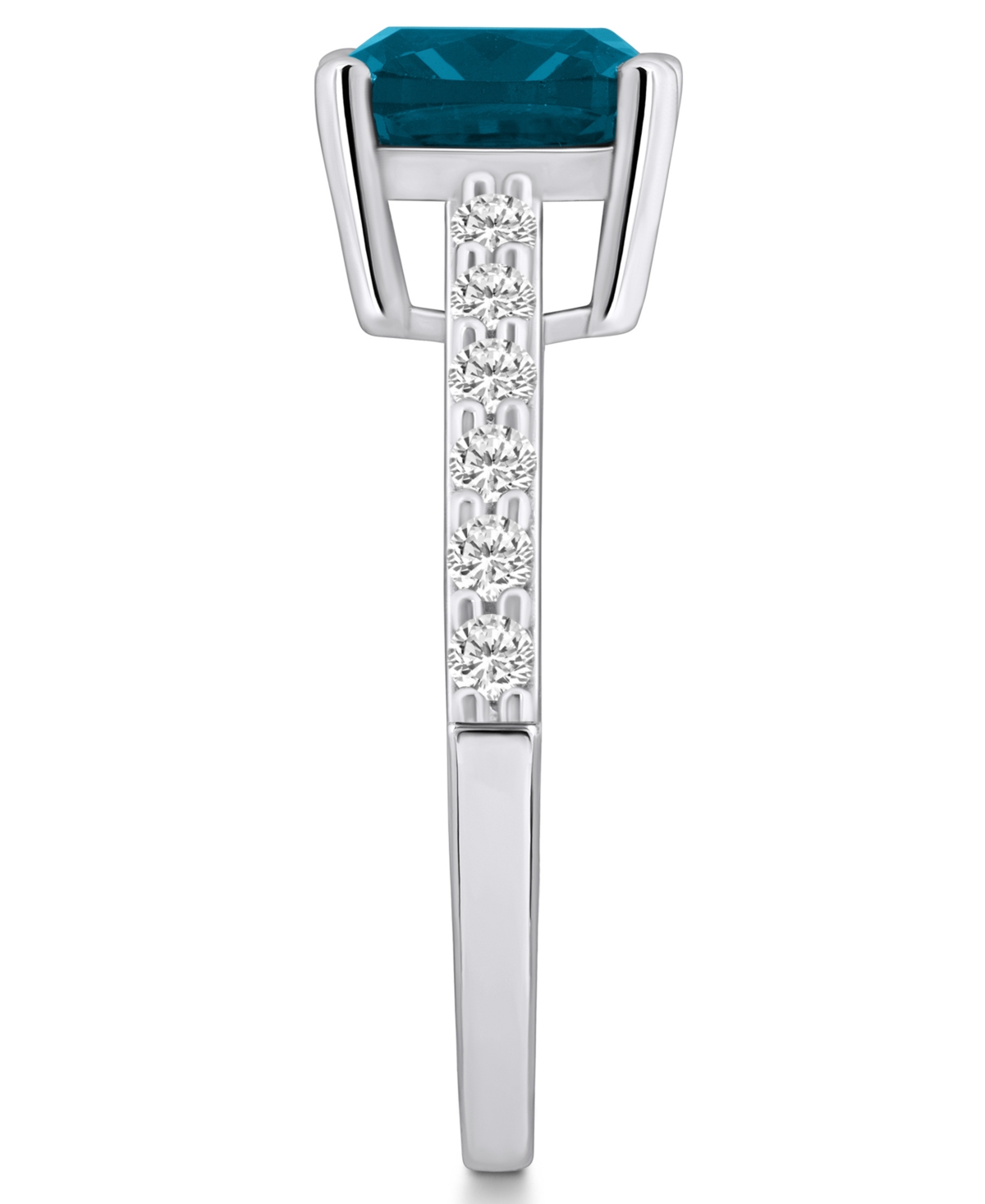 Macy's(2-3/4 Ct. T.w.) and Diamond (1/3 Ct. T.w.) Ring in 14K White Gold - London Blue Topaz