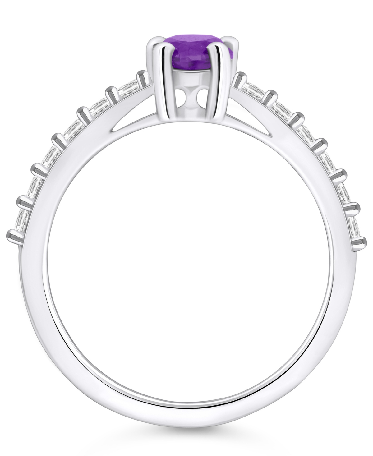 Macy's(7/8 Ct. T.w.) and Diamond (1/3 Ct. T.w.) Ring in 14K White Gold - Amethyst