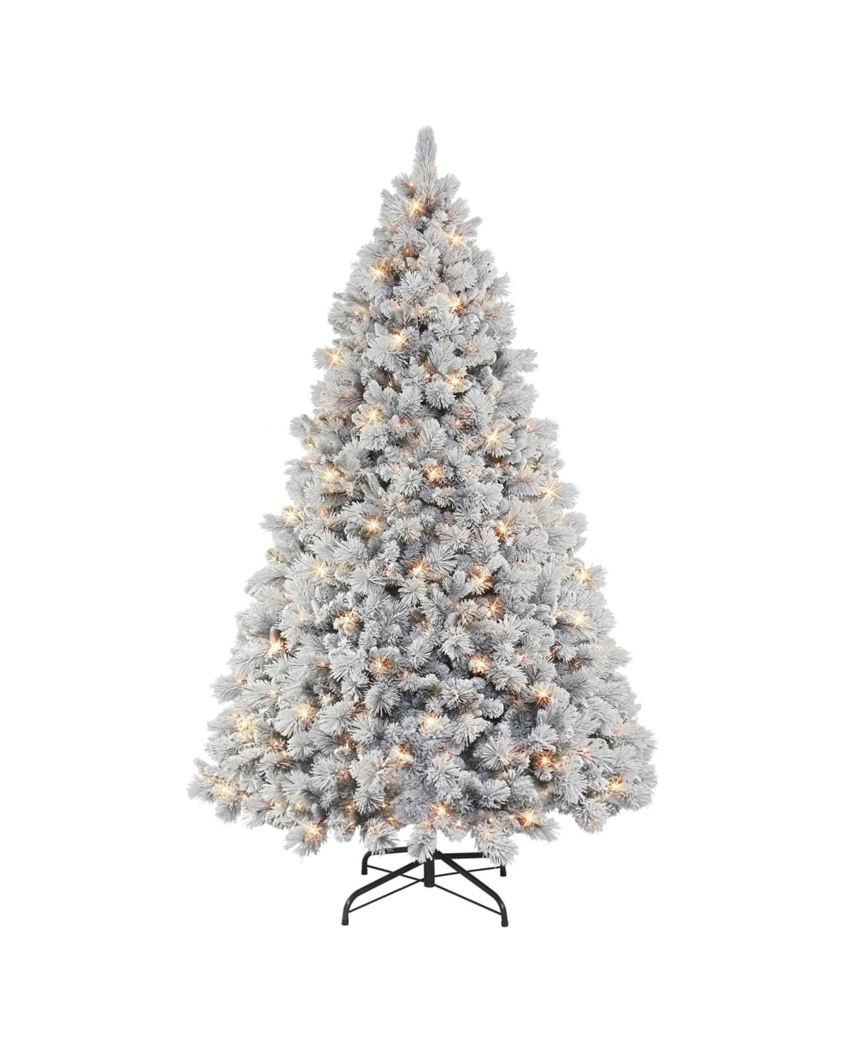Puleo 9' Pre-lit Flocked Christmas Tradition Pine Tree With 900 Underwriters Laboratories Clear Incandesce In Green