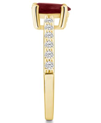 Garnet (1-1/10 Ct. T.W.) and Diamond (1/3 Ct. T.W.) Ring in 14K Yellow Gold