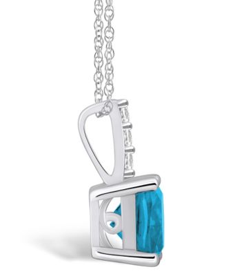 Blue Topaz (2-3/4 Ct. T.W.) and Diamond Accent Pendant Necklace in 14K White Gold