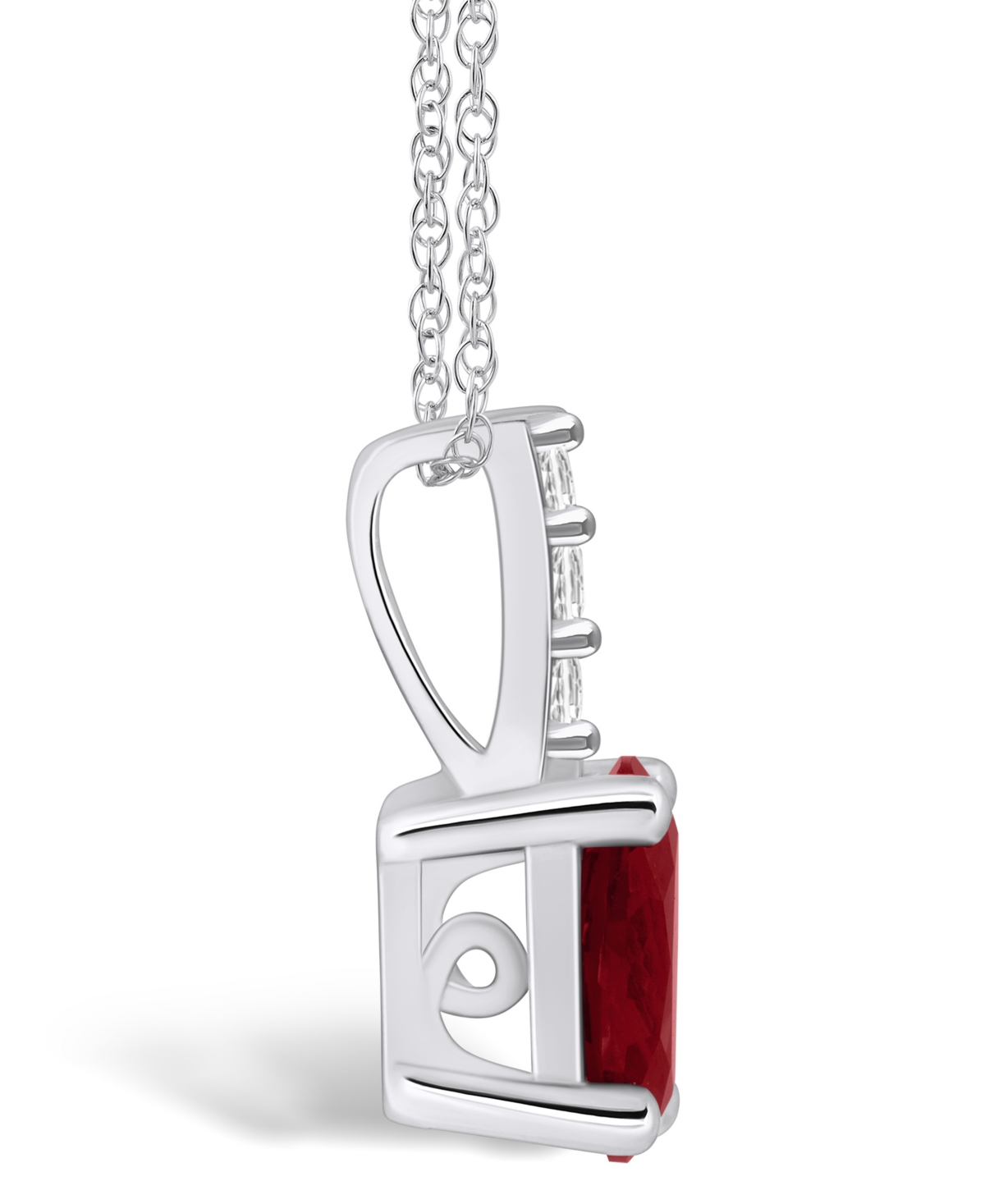 Macy's(1-1/2 Ct. T.w.) and Diamond Accent Pendant Necklace in 14K White Gold - Garnet