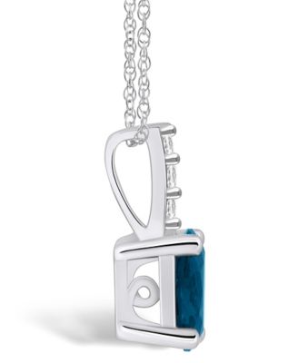London Blue Topaz (1-5/8 Ct. T.W.) and Diamond Accent Pendant Necklace in 14K White Gold
