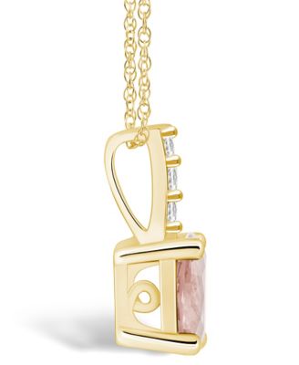 Morganite (1-1/7 Ct. T.W.) and Diamond Accent Pendant Necklace in 14K Yellow Gold