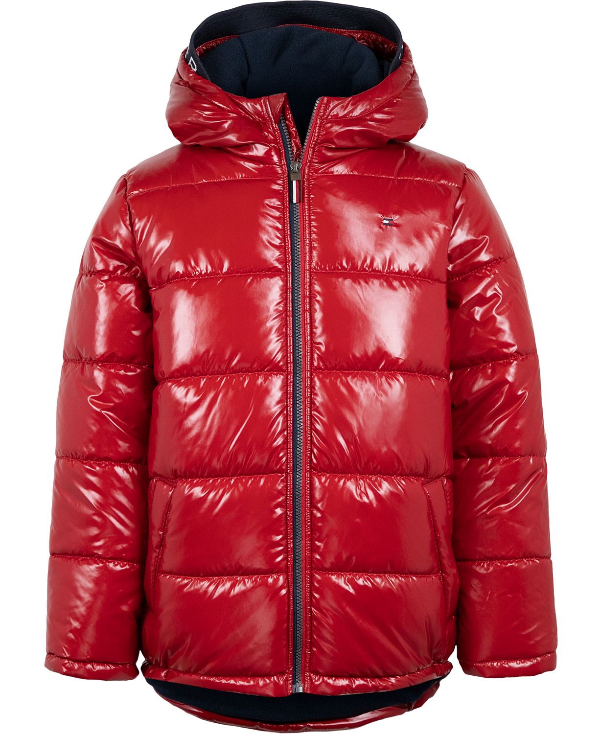 Little Boys High Shine Hood Logo Puffer Jacket