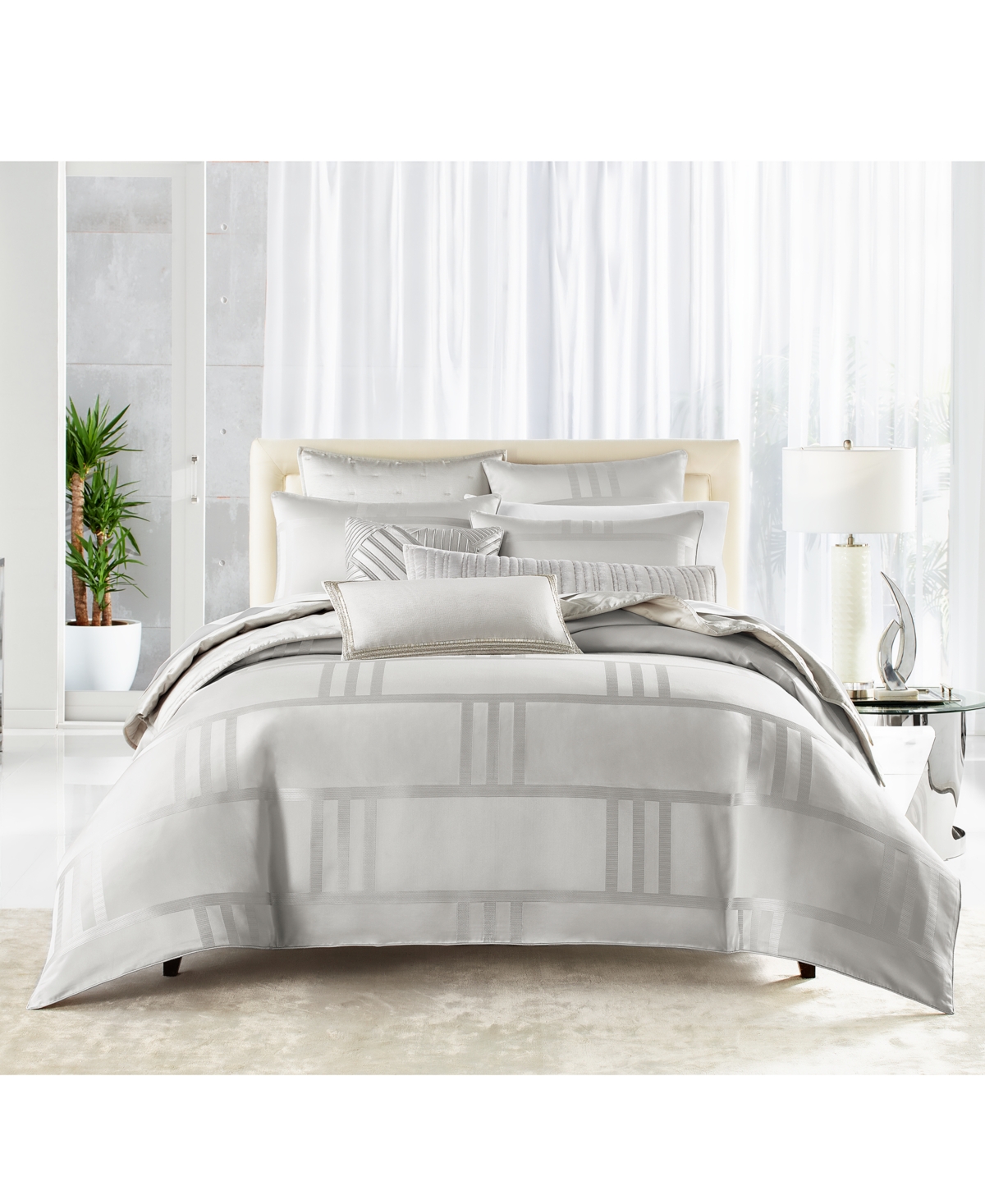 Hotel Collection Structure 3-pc. Comforter Set, King, Created For Macy's In Silver