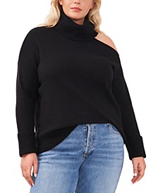Plus Size Cut-Out Turtleneck Sweater 
