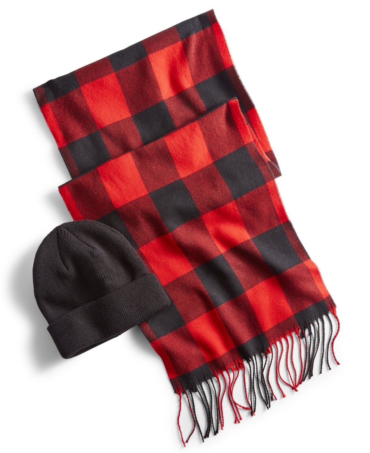 Club Room Men's Beanie & Scarf Set, Created For Macy's In Red,black