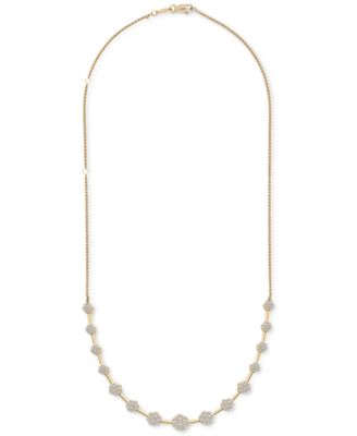 Diamond Flower Cluster Collar Necklace (2 ct. t.w.) in 14k Gold, 16" + 2" extender, Created for Macy's