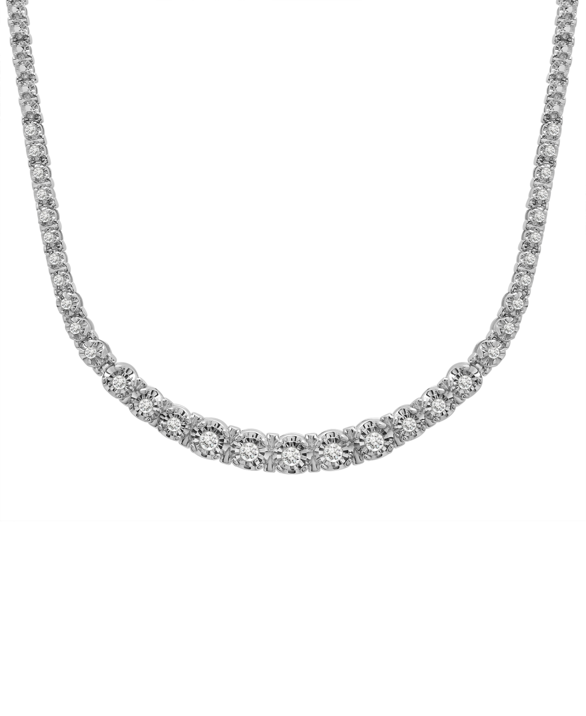 Diamond Graduated 17" Collar Necklace (1 ct. t.w.) in Sterling Silver, Created for Macy's - Sterling Silver