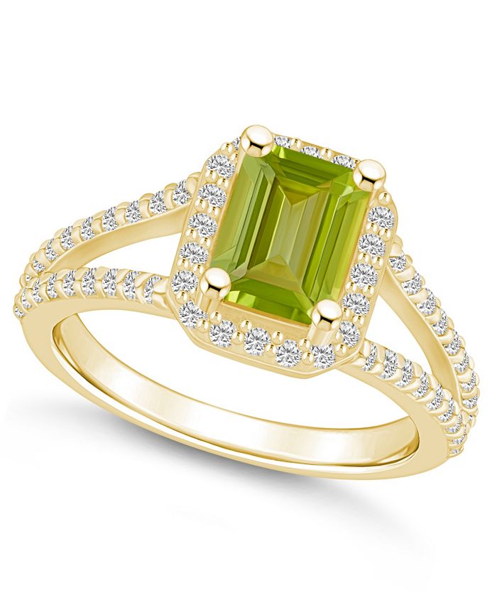Macy's Peridot (13/4 ct. t.w.) and Diamond (1/2 ct. t.w.) Halo Ring in