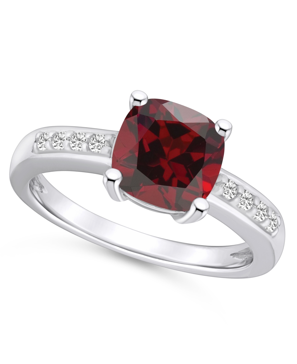 Macy's Garnet And Diamond Ring (2-3/4 Ct.t.w And 1/8 Ct.t.w) 14k White Gold In Red