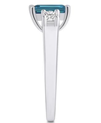London Blue Topaz and Diamond Ring (2 ct.t.w and 1/4 ct.t.w) 14K White Gold