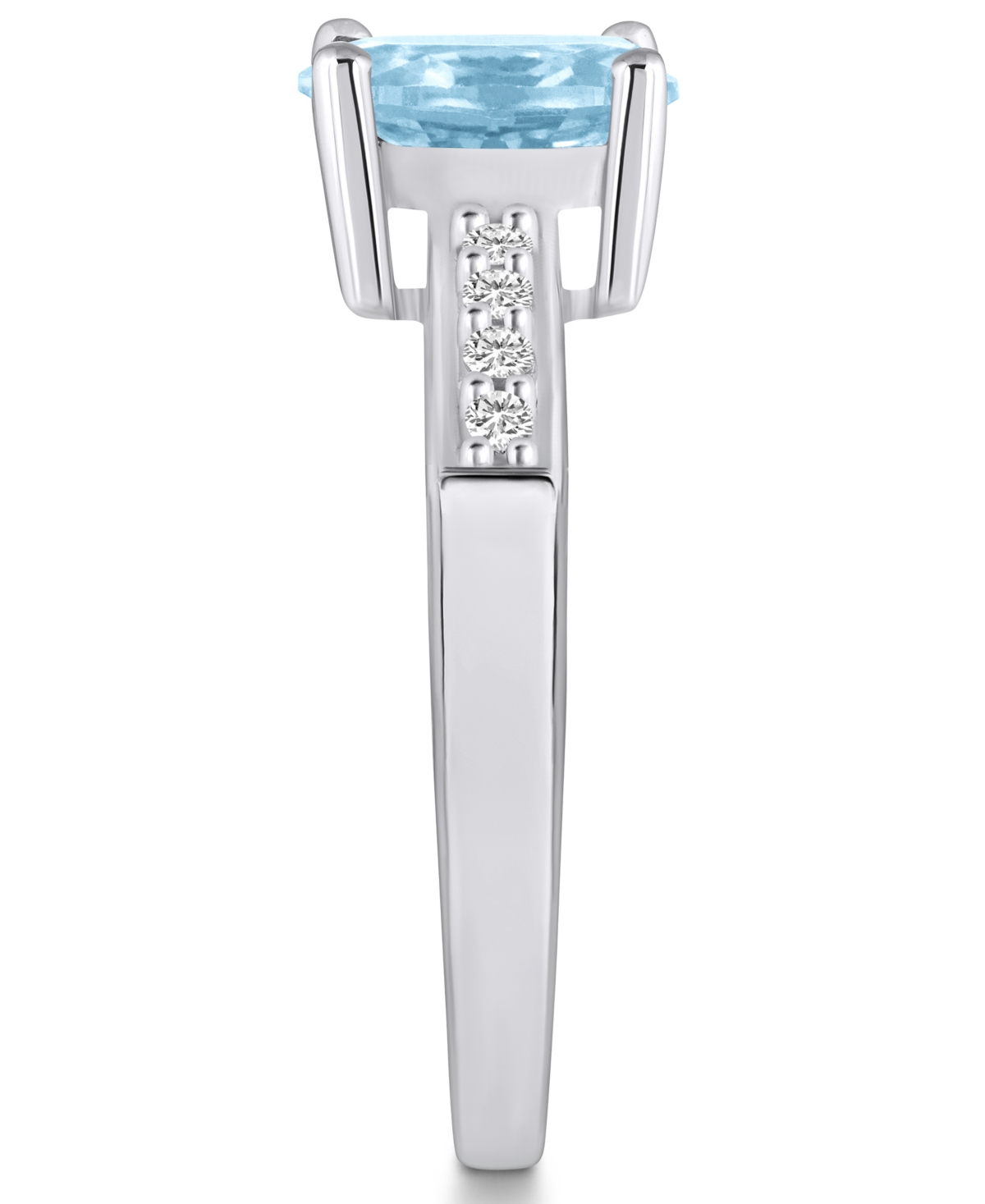 Macy'sand Diamond Ring (1- 1/7 ct.t.w and 1/8 ct.t.w) 14K White Gold - Aquamarine