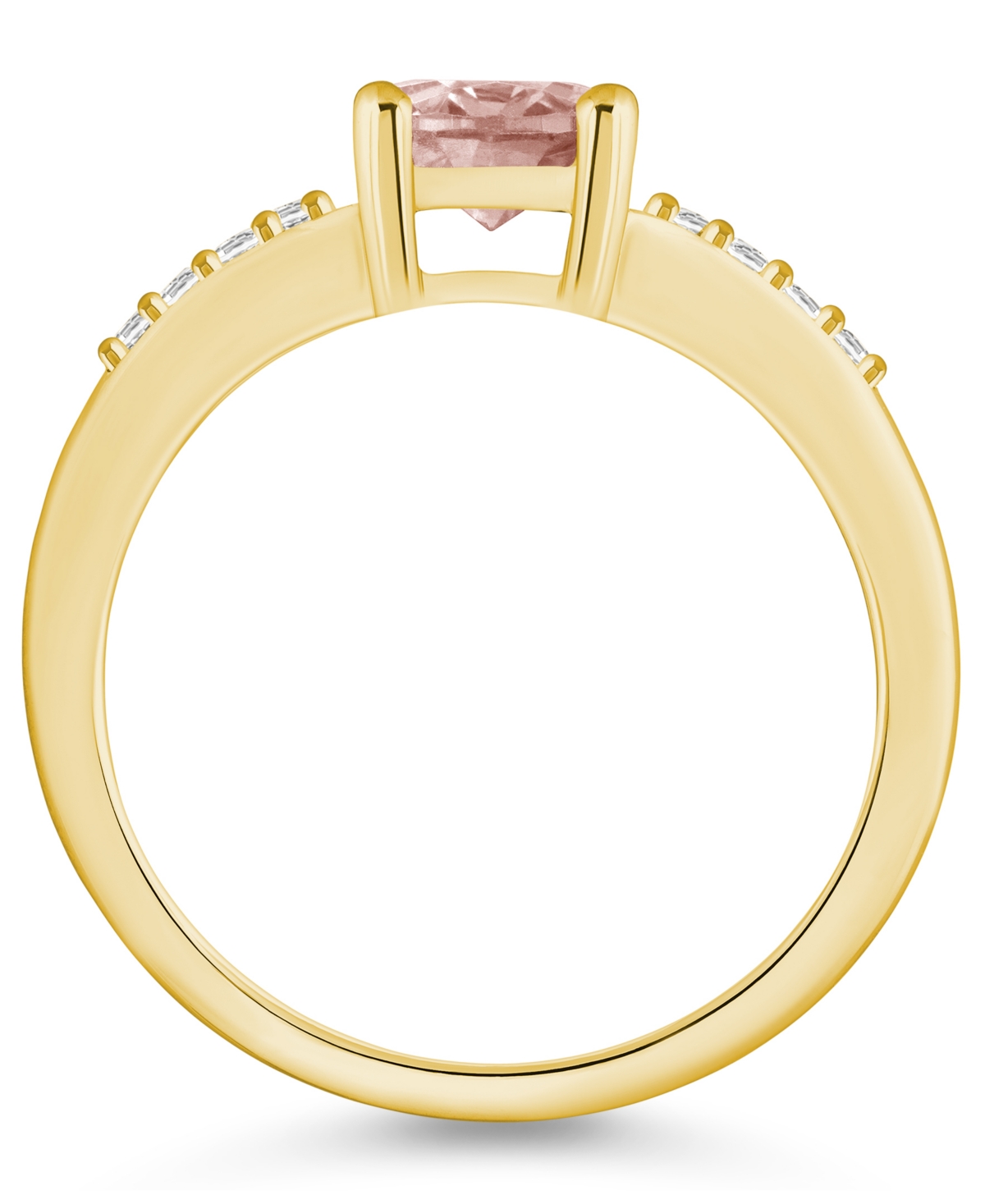 Macy'sand Diamond Ring (1-1/7 ct.t.w and 1/8 ct.t.w) 14K Yellow Gold - Morganite