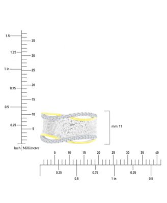 Cubic Zirconia Two Tone Hammered Criss Cross Ring