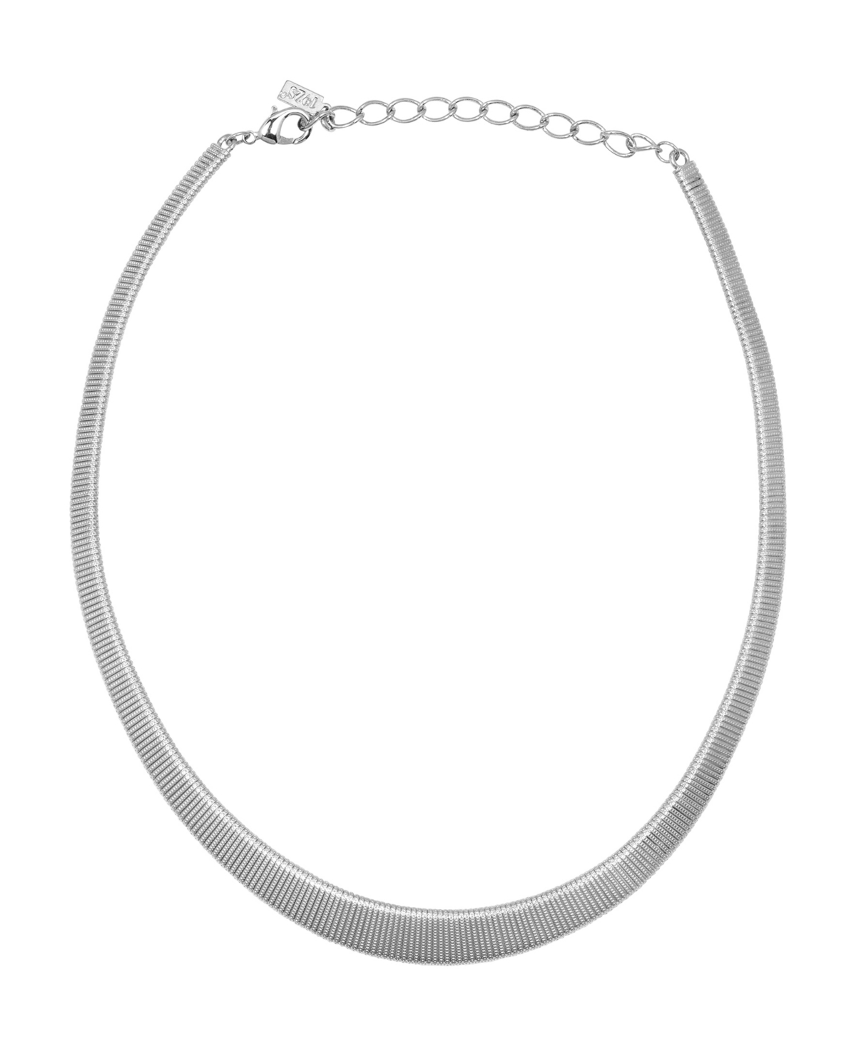 2028 Silver-tone Omega Mesh Chain Collar Necklaces