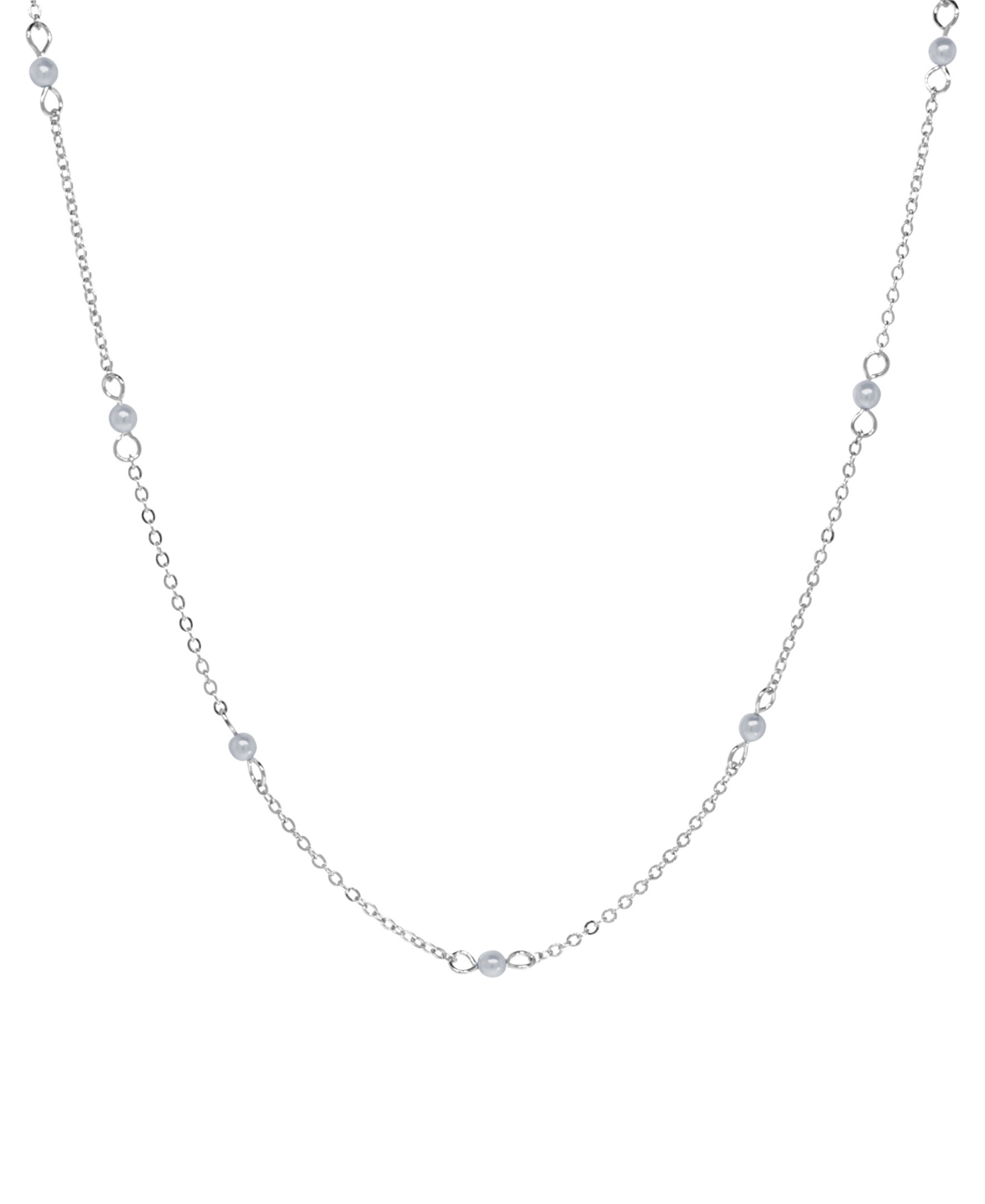 2028 Silver-tone Gray Imitation Pearl Chain Necklace