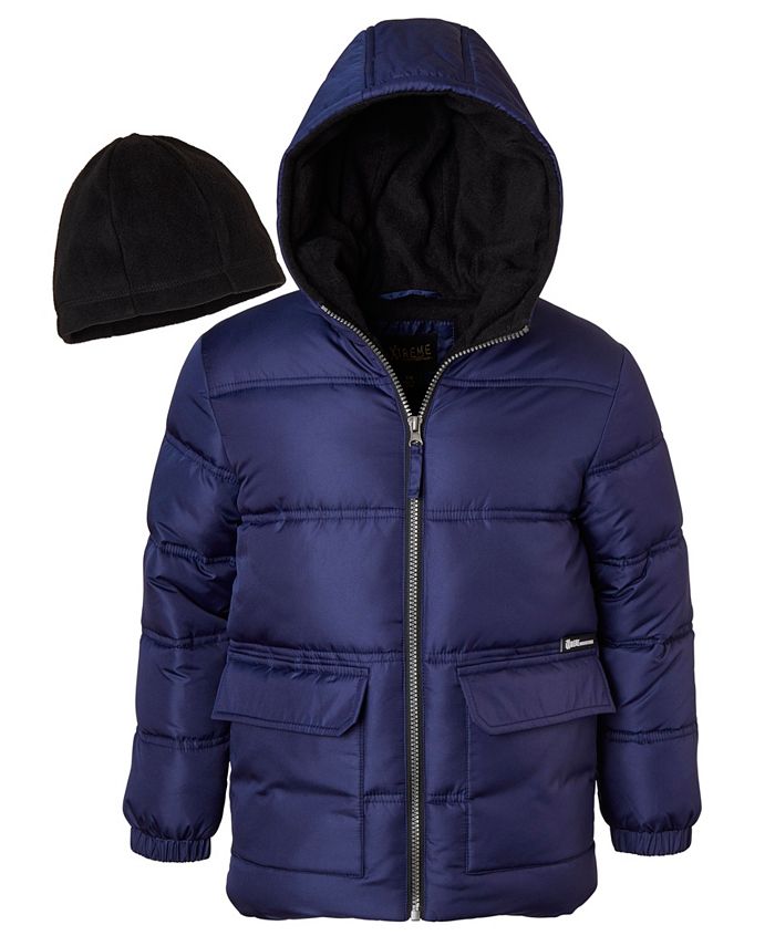 Ixtreme Big Boys Pocket Puffer Jacket with Fleece Hat, 2 Piece Set - Macy's