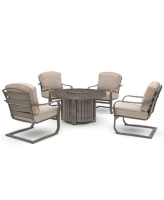 Agio CLOSEOUT! Tara 5-Pc. Round Fire Pit Chat Set (1 Fire Pit & 4 C-Spring Chairs), Created for Macy's 