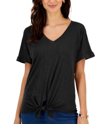 Style & Co Petite Printed V Neck T-Shirt