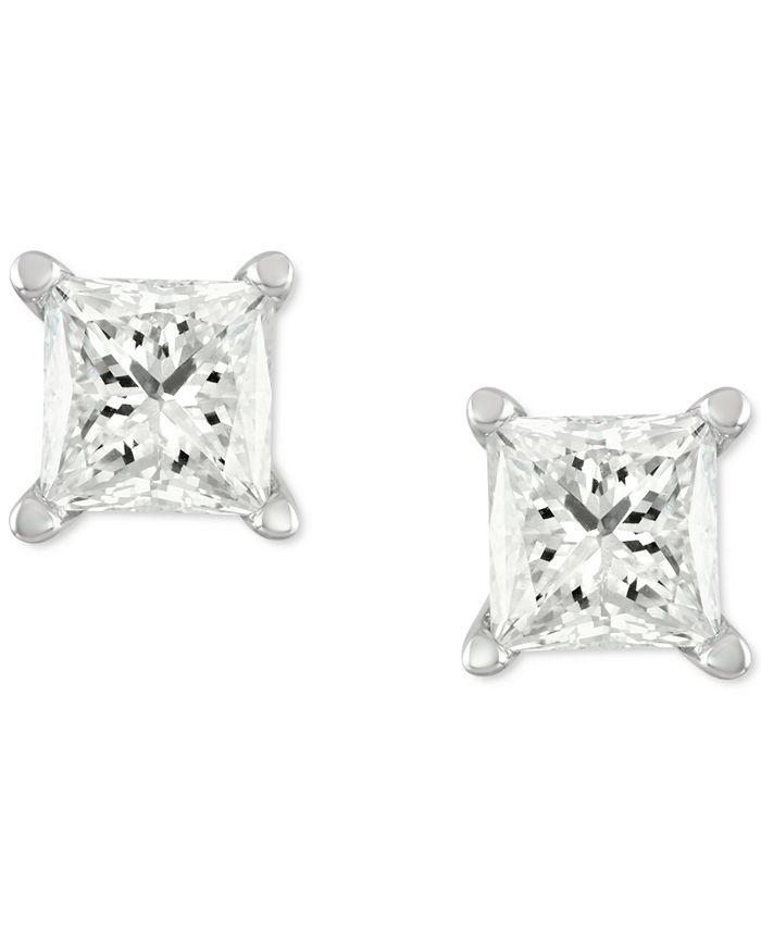 Diamond princess stud earrings clearance