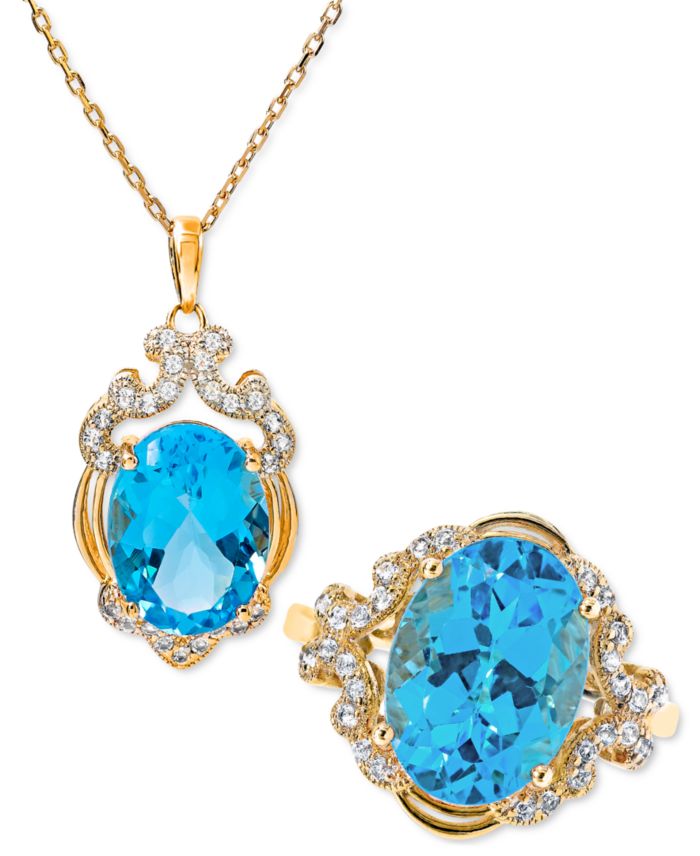 Blue Topaz & White Topaz Jewelry Collection in 14k Gold-Plated Sterling