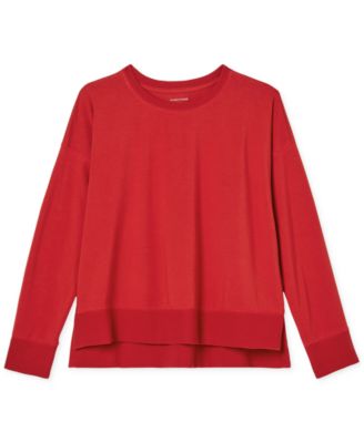 Eileen Fisher - Women's Relaxed Crewneck Step-Hem Knit Top