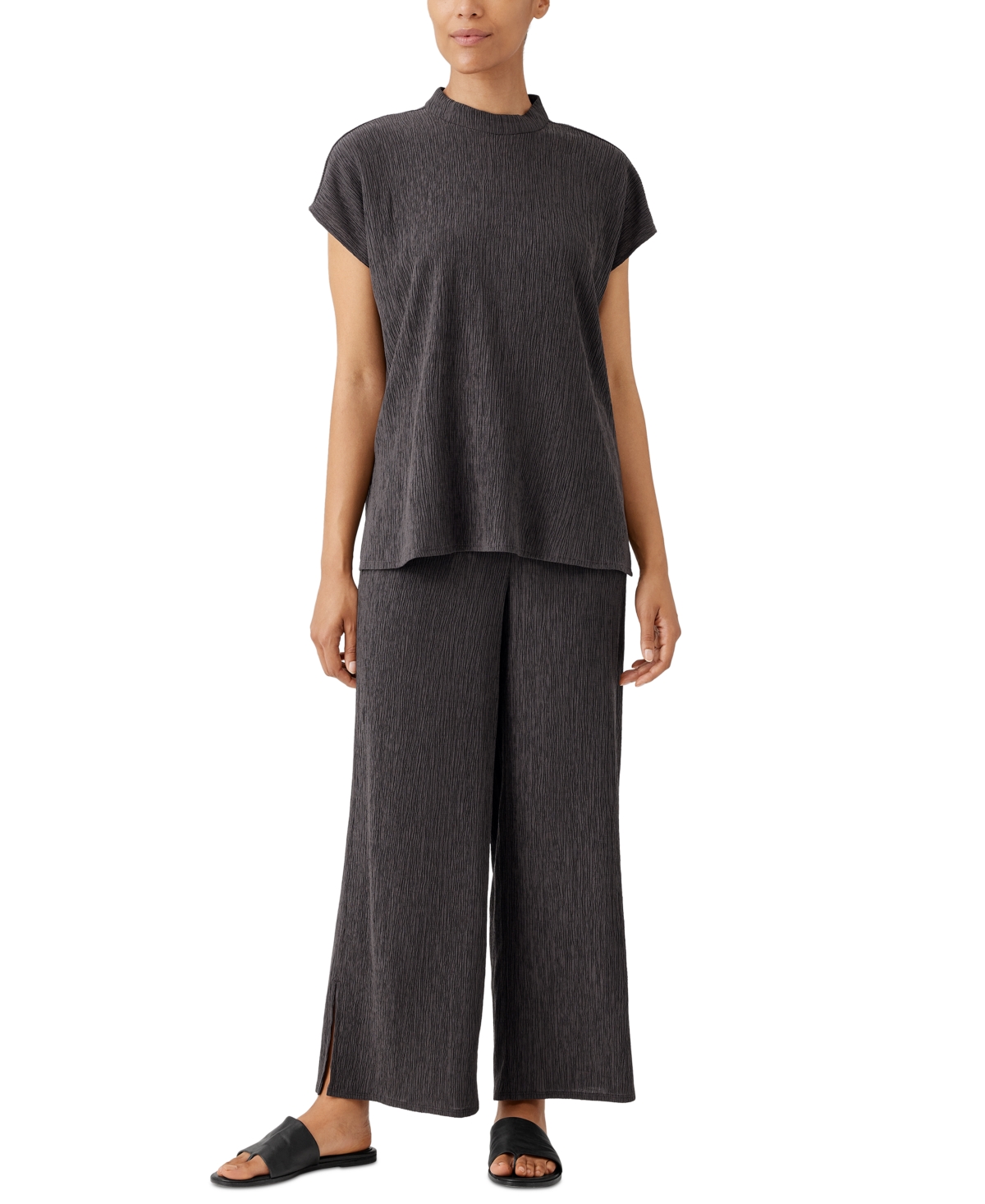 Eileen Fisher Women's Textured Slit-Hem Pull-On Pants
