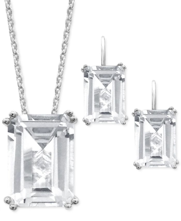 White Quartz Emerald-Cut Jewelry Collection in Sterling Silver