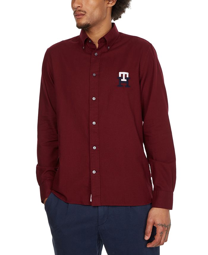 Tommy Hilfiger Men's Classic-Fit Embroidered Monogram Button-Down Shirt ...