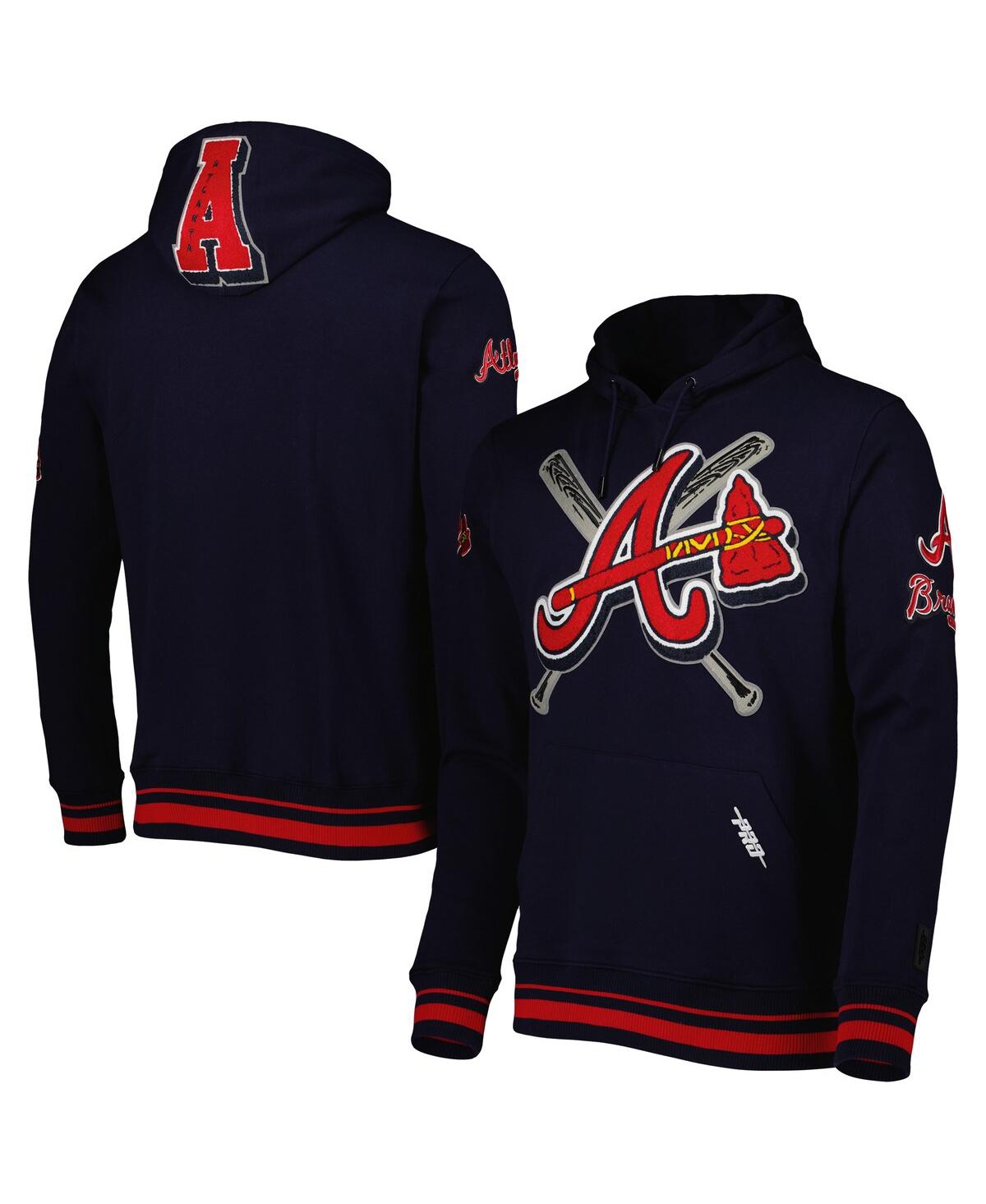 Men's Pro Standard Navy Atlanta Braves Mash Up Logo Pullover Hoodie Size: Small