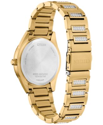 Eco-Drive Women's Crystal Gold-Tone Stainless Steel Bracelet Watch 34mm