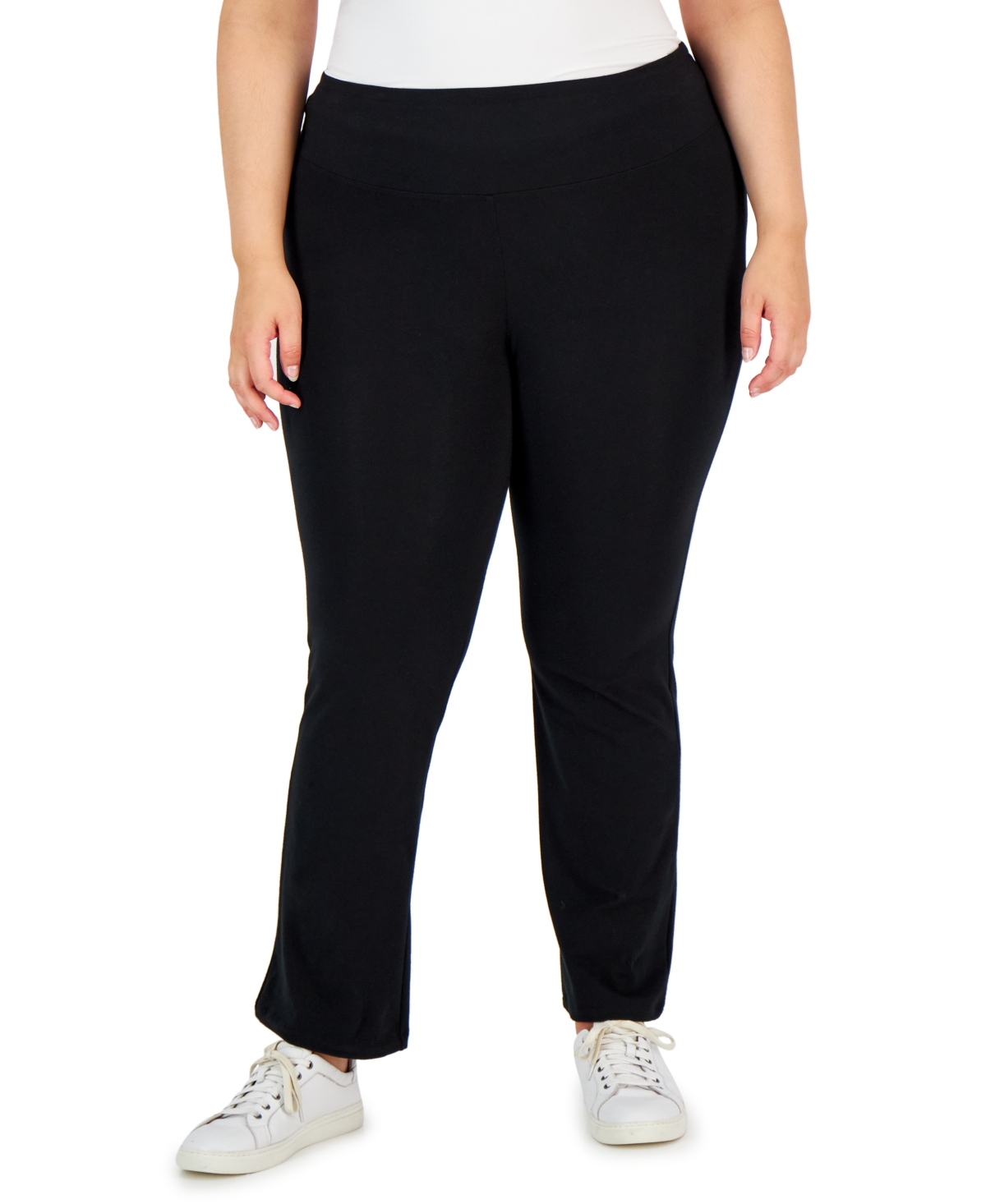 Style & Co Plus Size High Rise Pull-on Bootcut Leggings, Created For Macy's In Deep Black