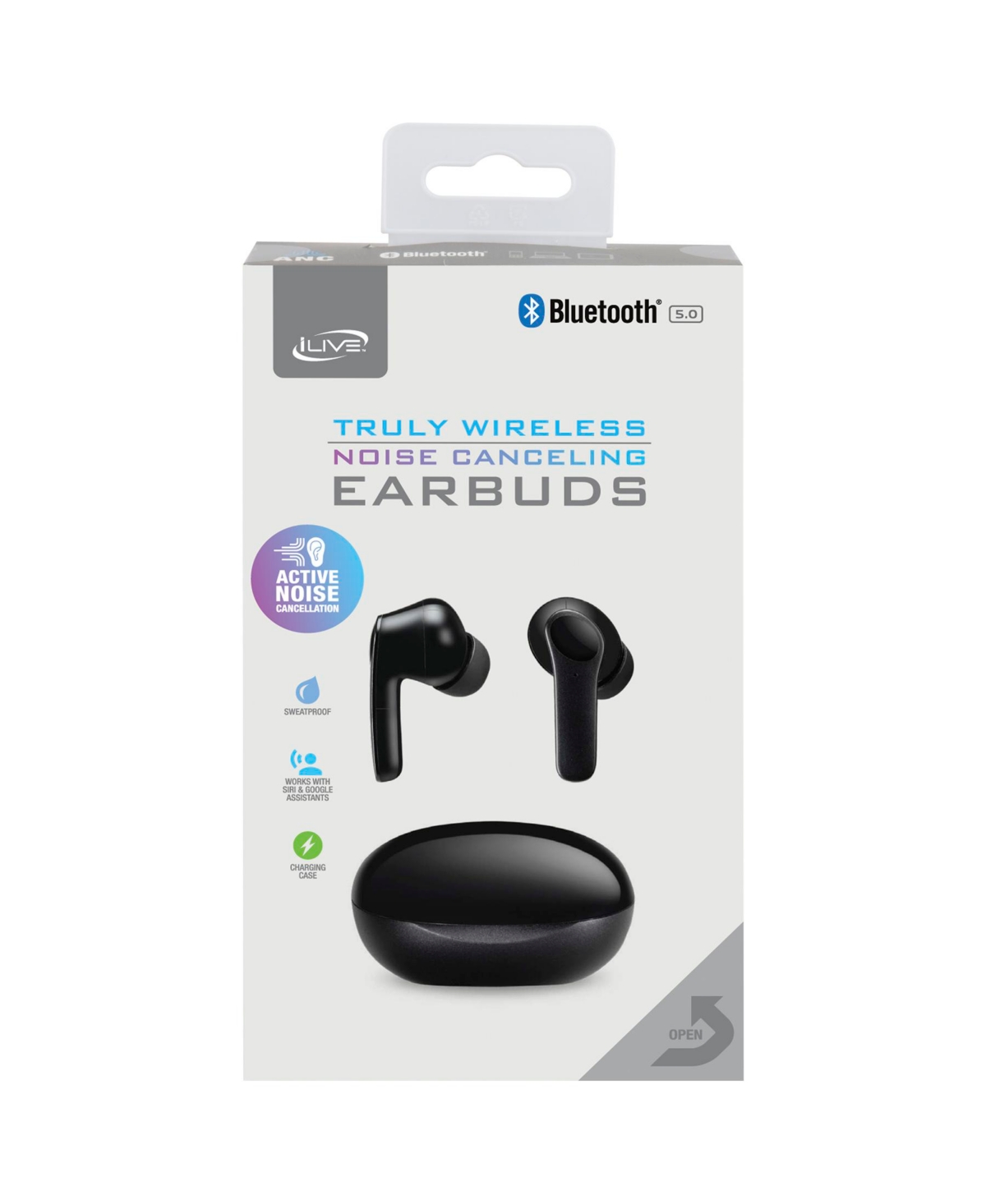 iLive Truly Wireless Active Noise Canceling Ear Buds with Charging Case,