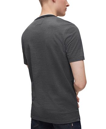 BOSS - Slim-fit T-shirt in structured cotton with double collar