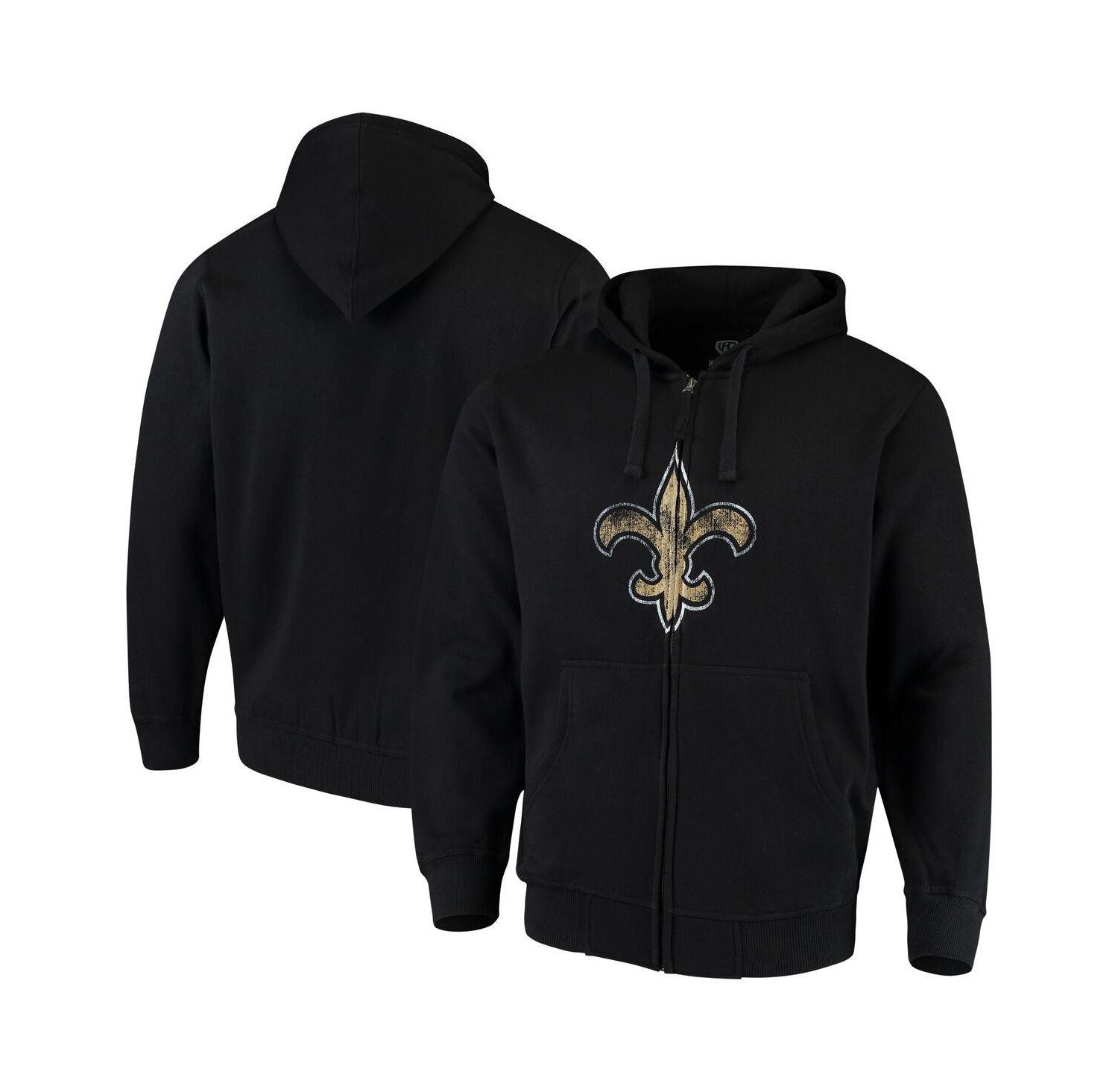 Men's Black New Orleans Saints Primary Logo Full-Zip Hoodie