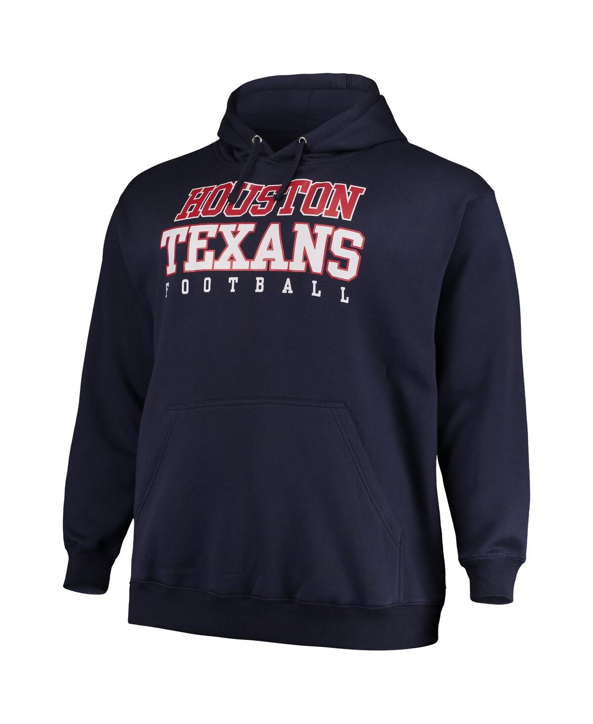 Shop Majestic Men's Navy Houston Texans Big And Tall Stacked Pullover Hoodie