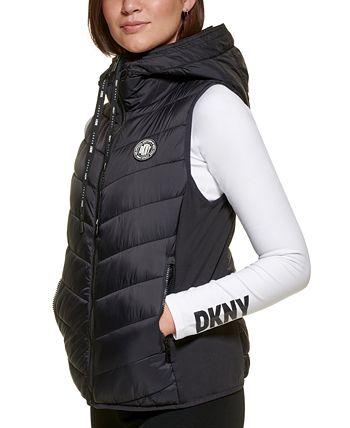 Dkny Women's Icon Sleeping Bag Down Vest in Black Size Small