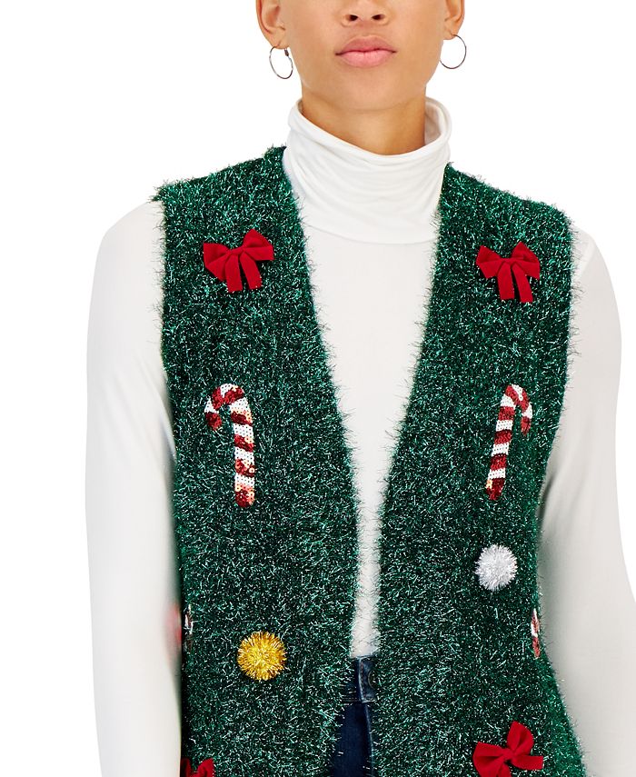 Hooked Up by IOT Juniors' Hooked Up Tinsel Holiday Vest & Reviews