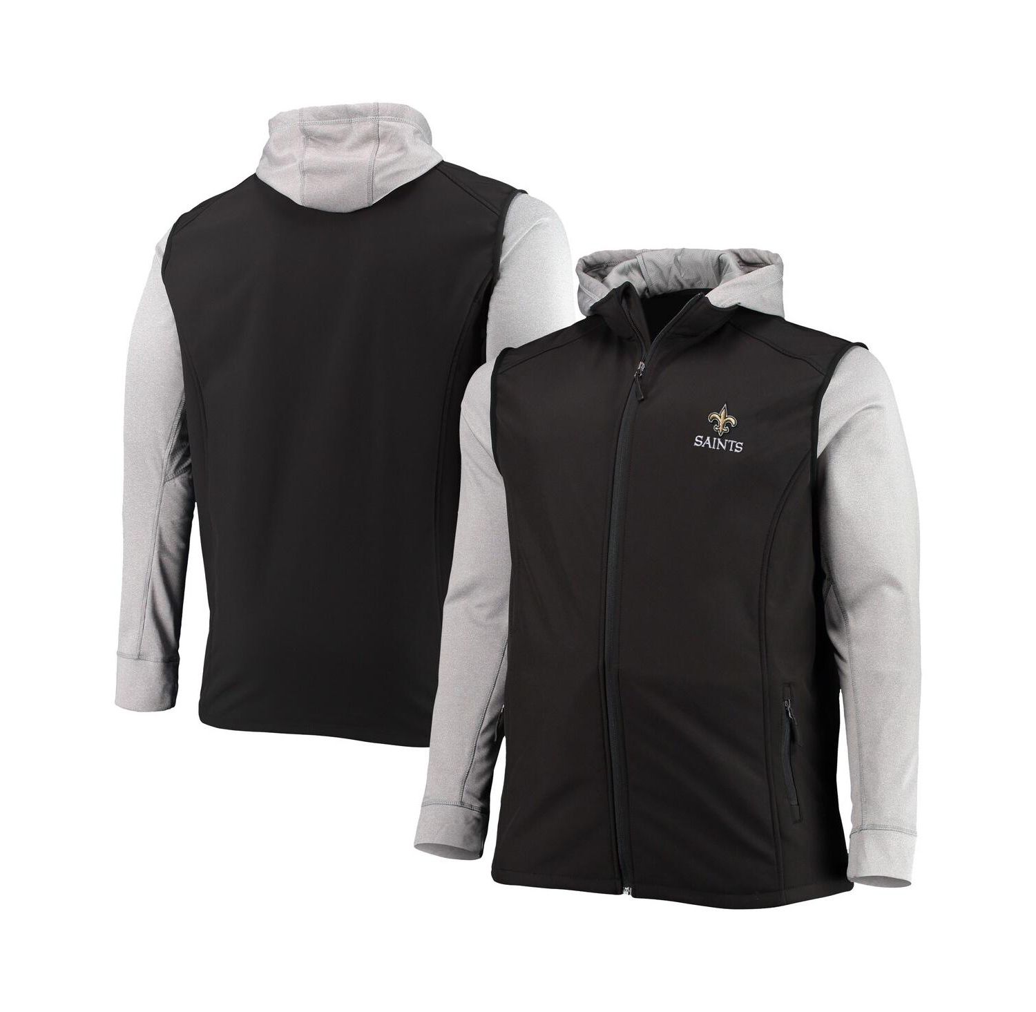 Men's Black and Gray New Orleans Saints Big and Tall Alpha Full-Zip Hoodie Jacket