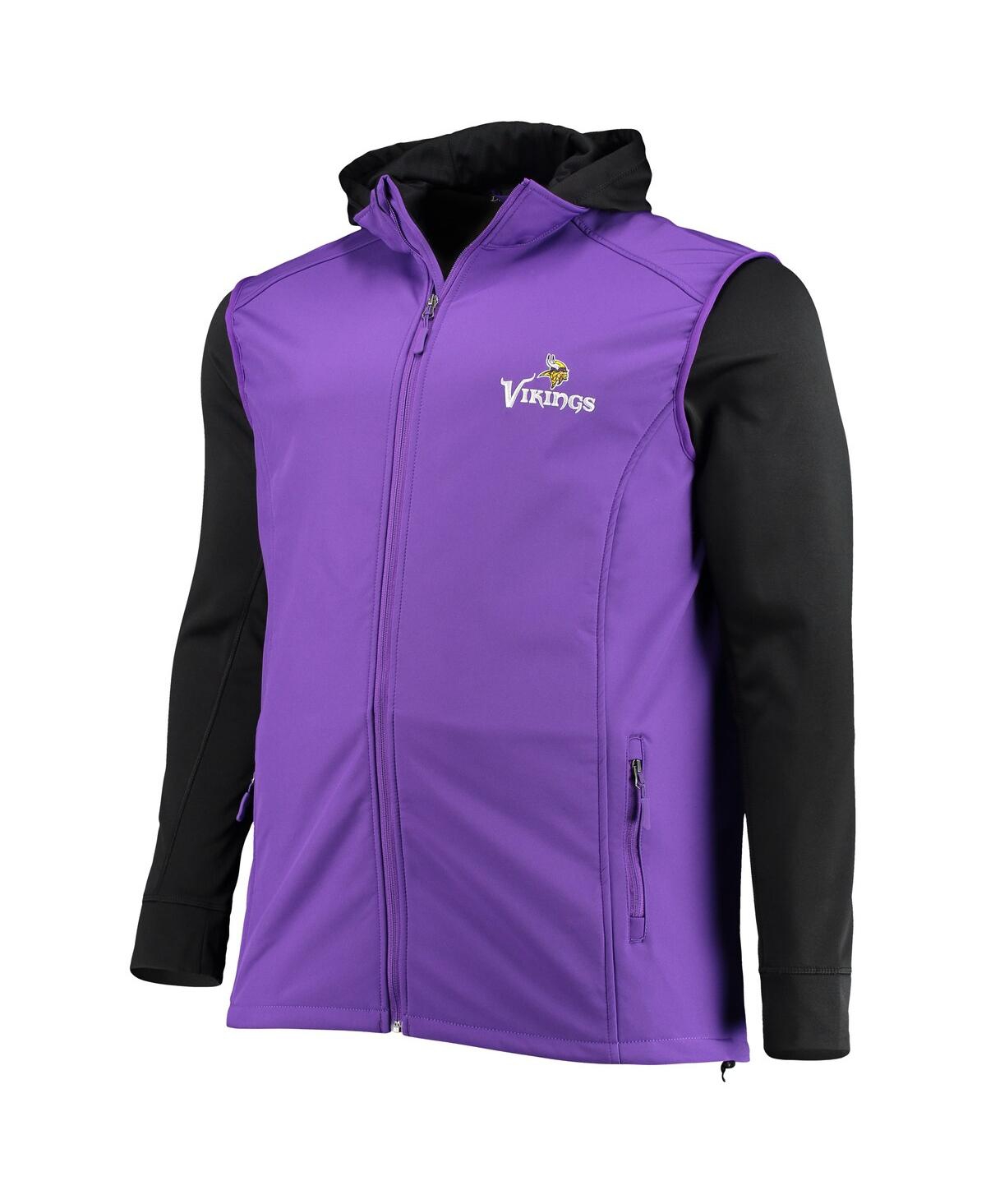 DUNBROOKE MEN'S DUNBROOKE PURPLE AND BLACK MINNESOTA VIKINGS BIG AND TALL ALPHA FULL-ZIP HOODIE JACKET 