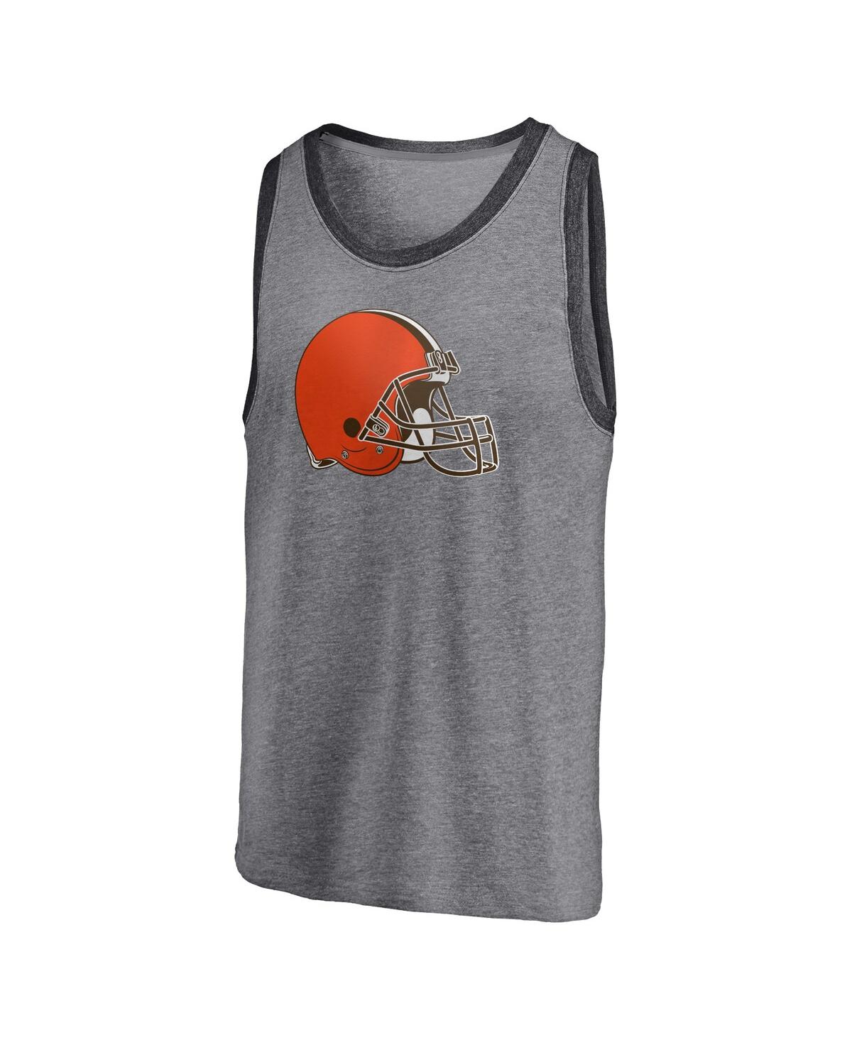 Shop Fanatics Men's  Heathered Gray And Heathered Charcoal Cleveland Browns Famous Tri-blend Tank Top In Heathered Gray,heathered Charcoal