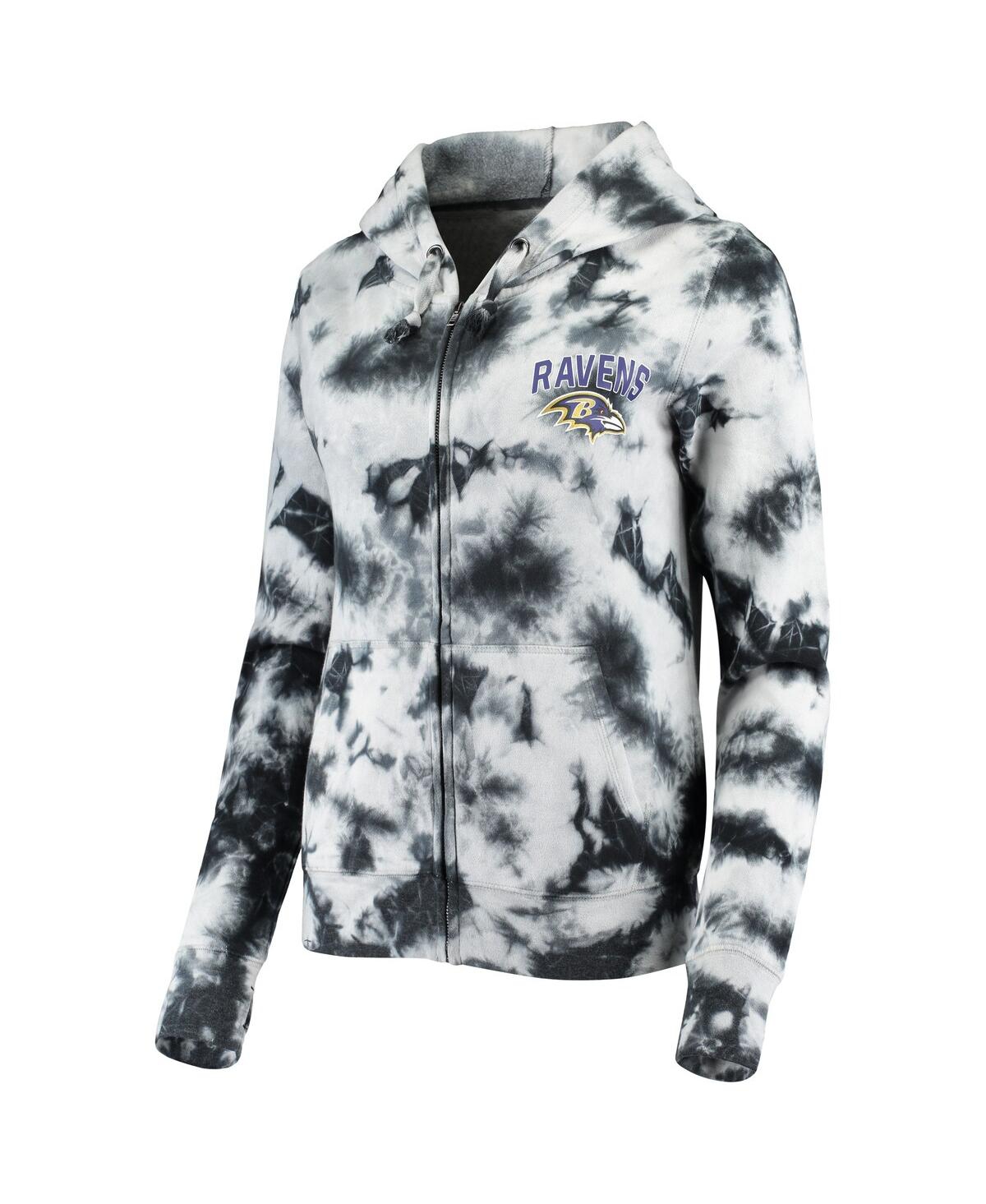 NEW ERA WOMEN'S NEW ERA BLACK BALTIMORE RAVENS TIE DYE FLEECE FULL-ZIP HOODIE 