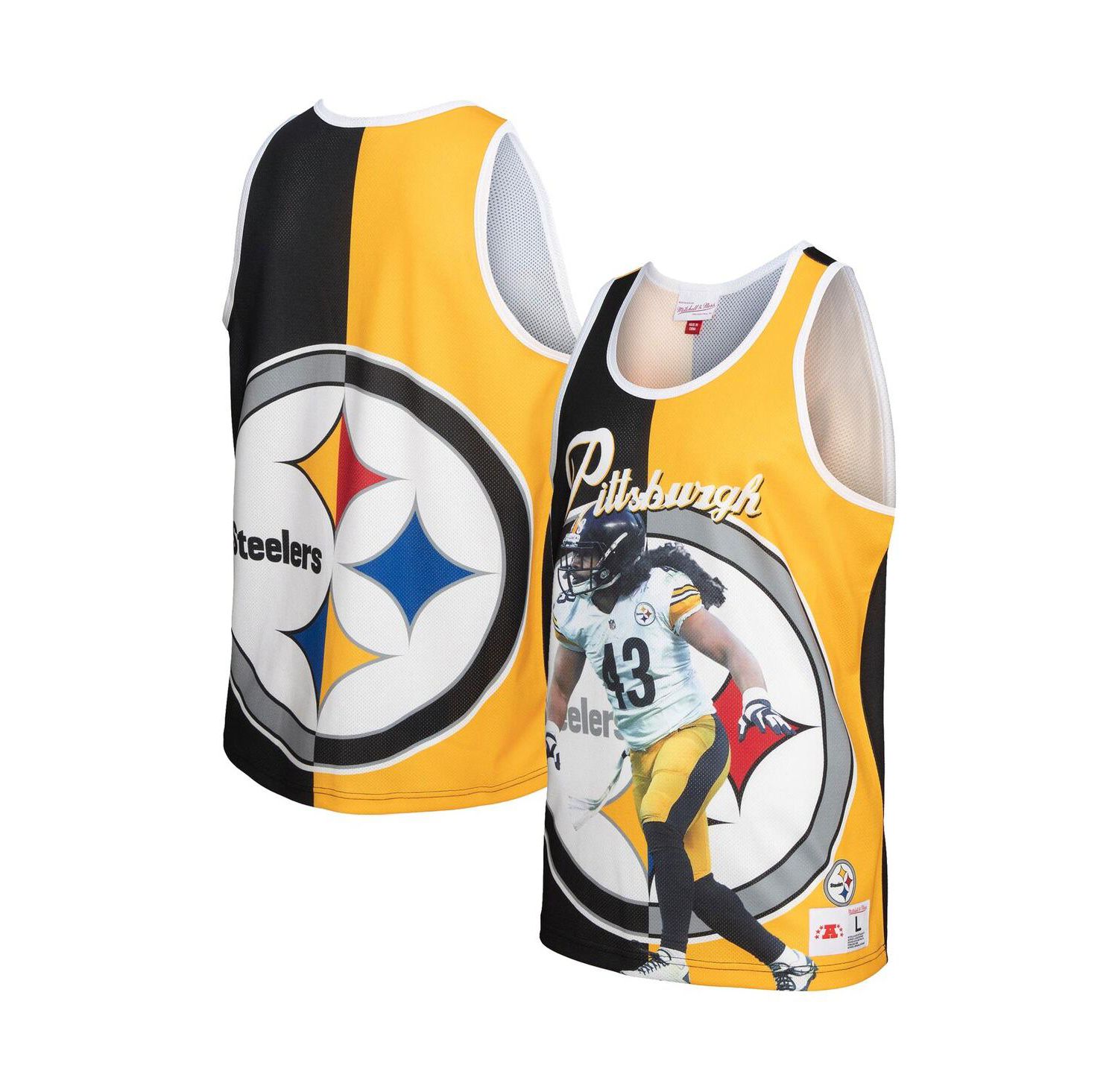 Men's Troy Polamalu Black, Gold Pittsburgh Steelers Retired Player Graphic Tank Top
