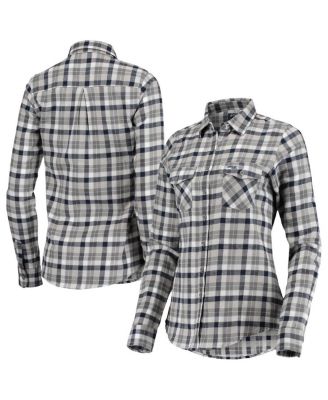 Lids Seattle Seahawks Antigua Ease Flannel Long Sleeve Button-Up Shirt -  College Navy/Gray